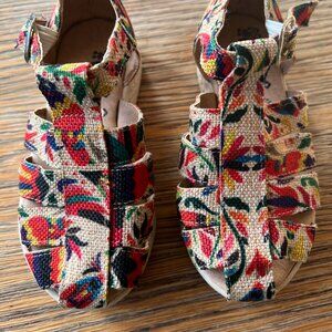 Lelani Floral Woven Sandals Girls Approx US 10 | Buckle Ankle Strap